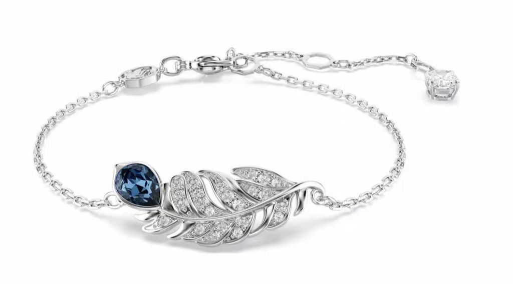 Brazalete Swarovski Pluma Cristal Azul