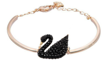 Brazalete Swarovski Swan Cisne Pavé Cristal Negro