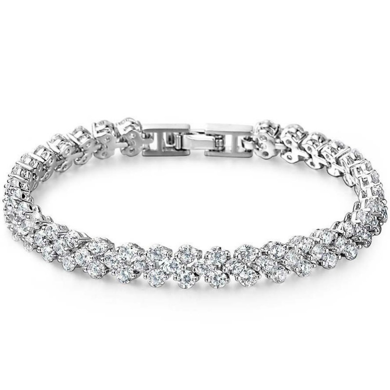 Brazalete Swarovski Tenis Racimo Cristal Blanco