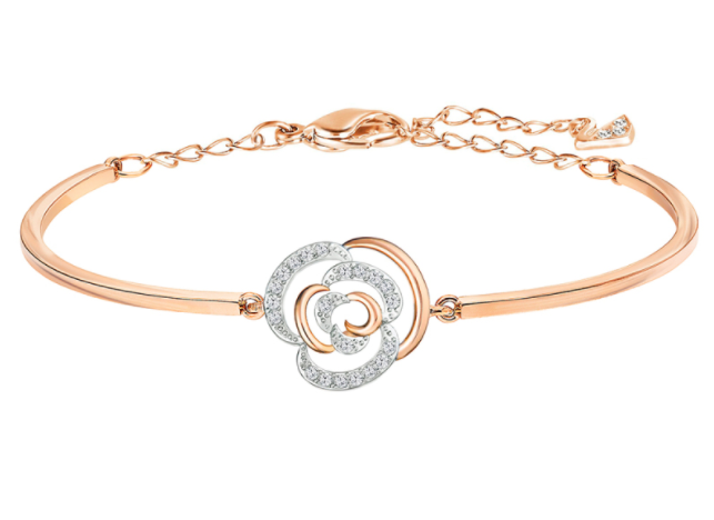 Brazalete Swarovski Flor Entrelazada Oro Rosa