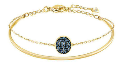 Brazalete Swarovski Disco Pavé Azul Dorado