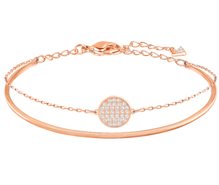 Brazalete Swarovski Disco Pavé Blanco Oro Rosa