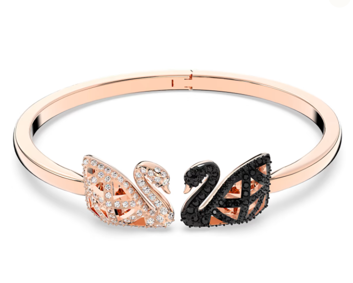 Brazalete Swarovski Doble Cisne Blanco y Negro