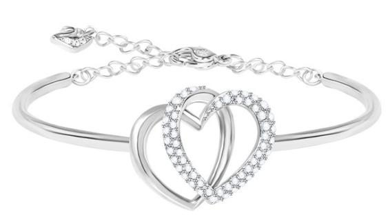 Brazalete Swarovski Corazones Entrelazados Plateado