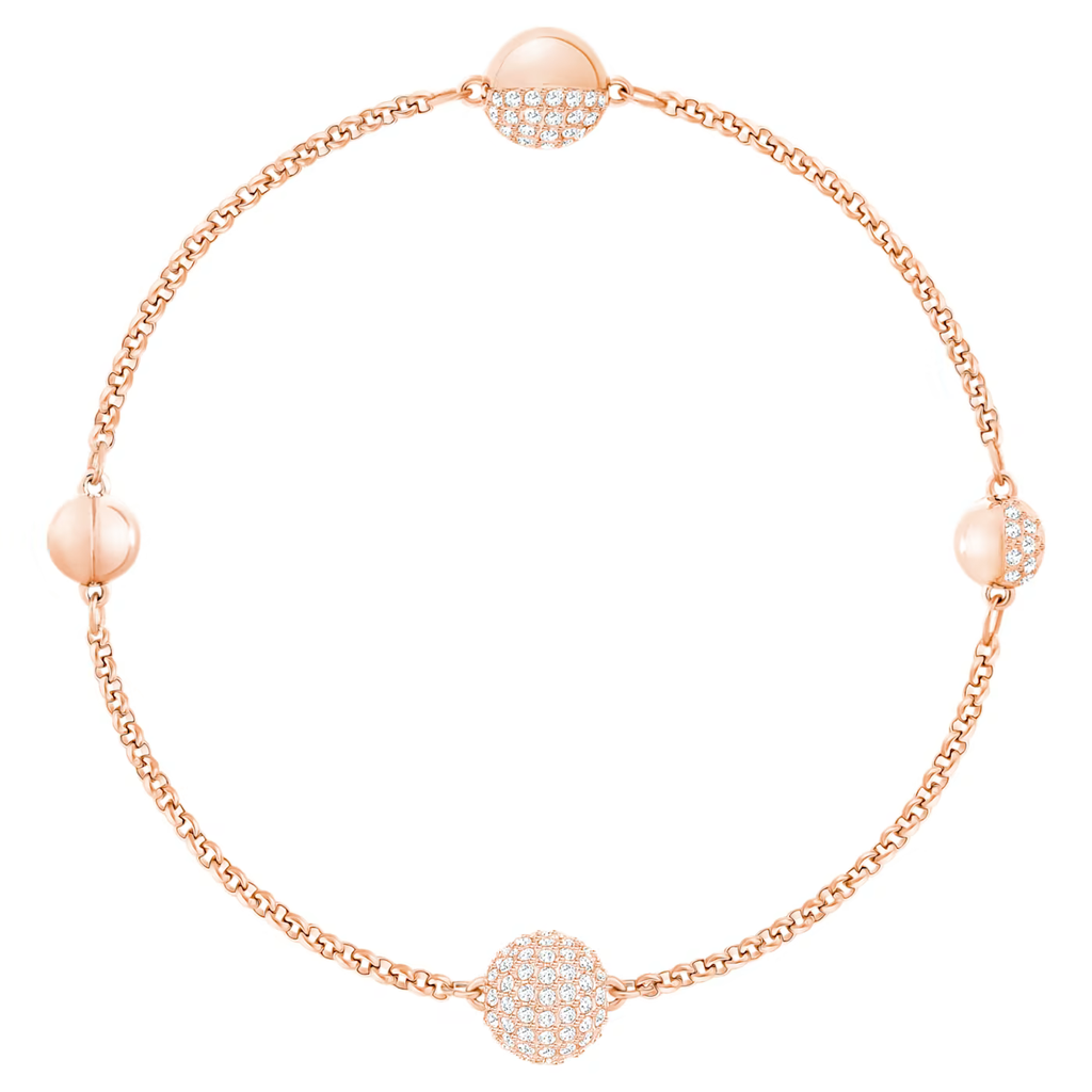 Pulsera cadena Swarovski esferas pavé y lisas oro rosa