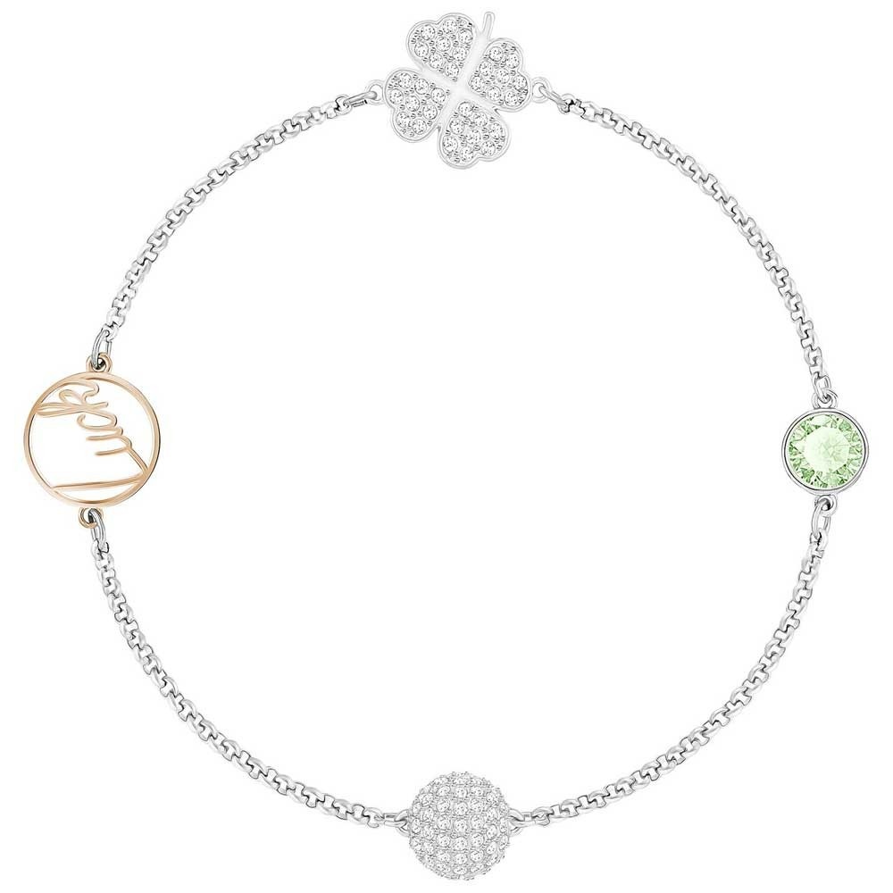 Pulsera cadena Swarovski trébol de la suerte cristal verde