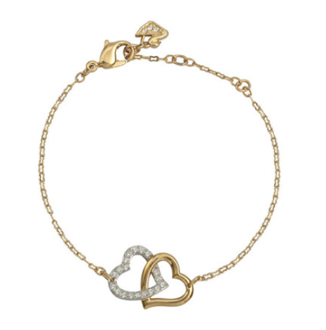 Pulsera Swarovski corazones entrelazados tono dorado