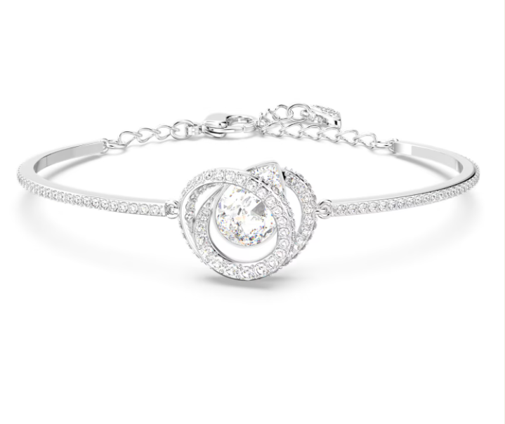Brazalete Swarovski cristal pera en espiral rodio