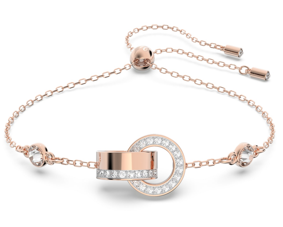 Brazalete Swarovski aros entrelazados con piedras oro rosa