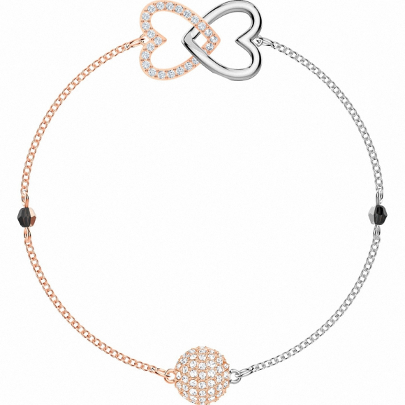 Brazalete Swarovski corazones entrelazados bicolor