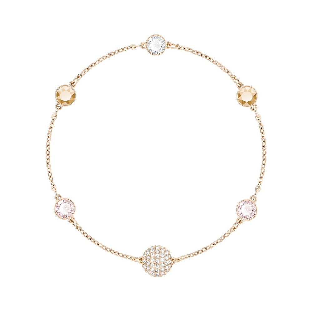 Brazalete Swarovski oro rosa cristales rosa y champán