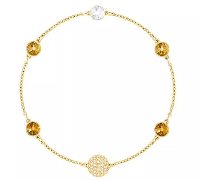 Brazalete Swarovski dorado cristales amarillo miel