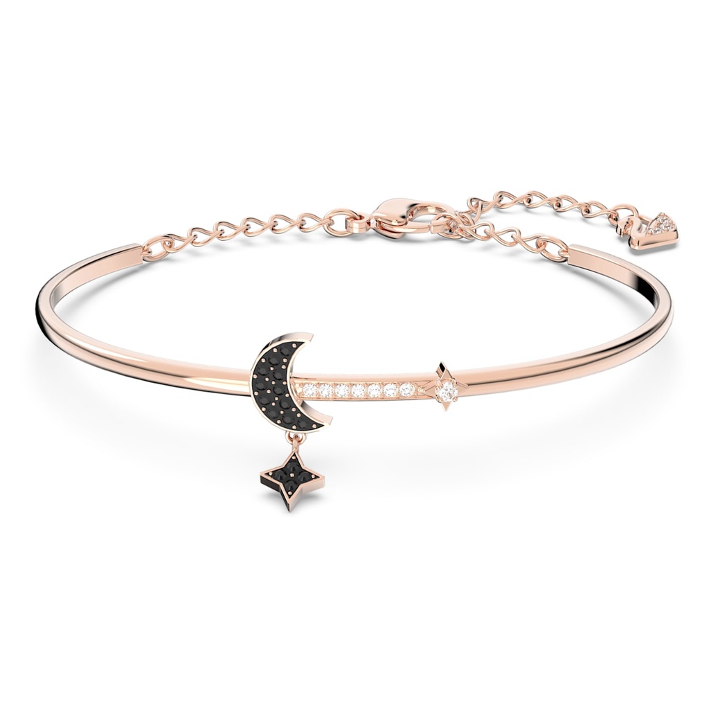 Brazalete Swarovski rígido oro rosa luna y estrella
