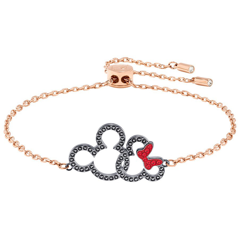 Brazalete Swarovski Mickey y Minnie Oro Rosa