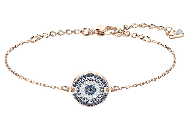 Brazalete Swarovski Medallón Ojo Protector Oro Rosa