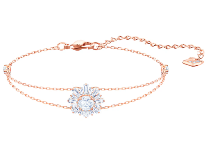 Brazalete flor de sol cristal blanco oro rosa