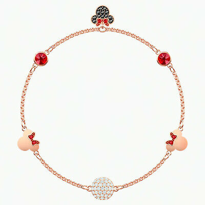 Brazalete Minnie Mouse cristales rojos oro rosa