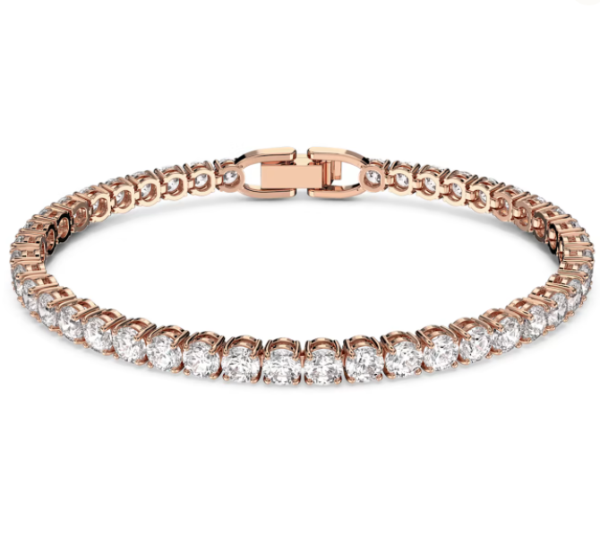 Pulsera tenis oro rosa cristales en línea