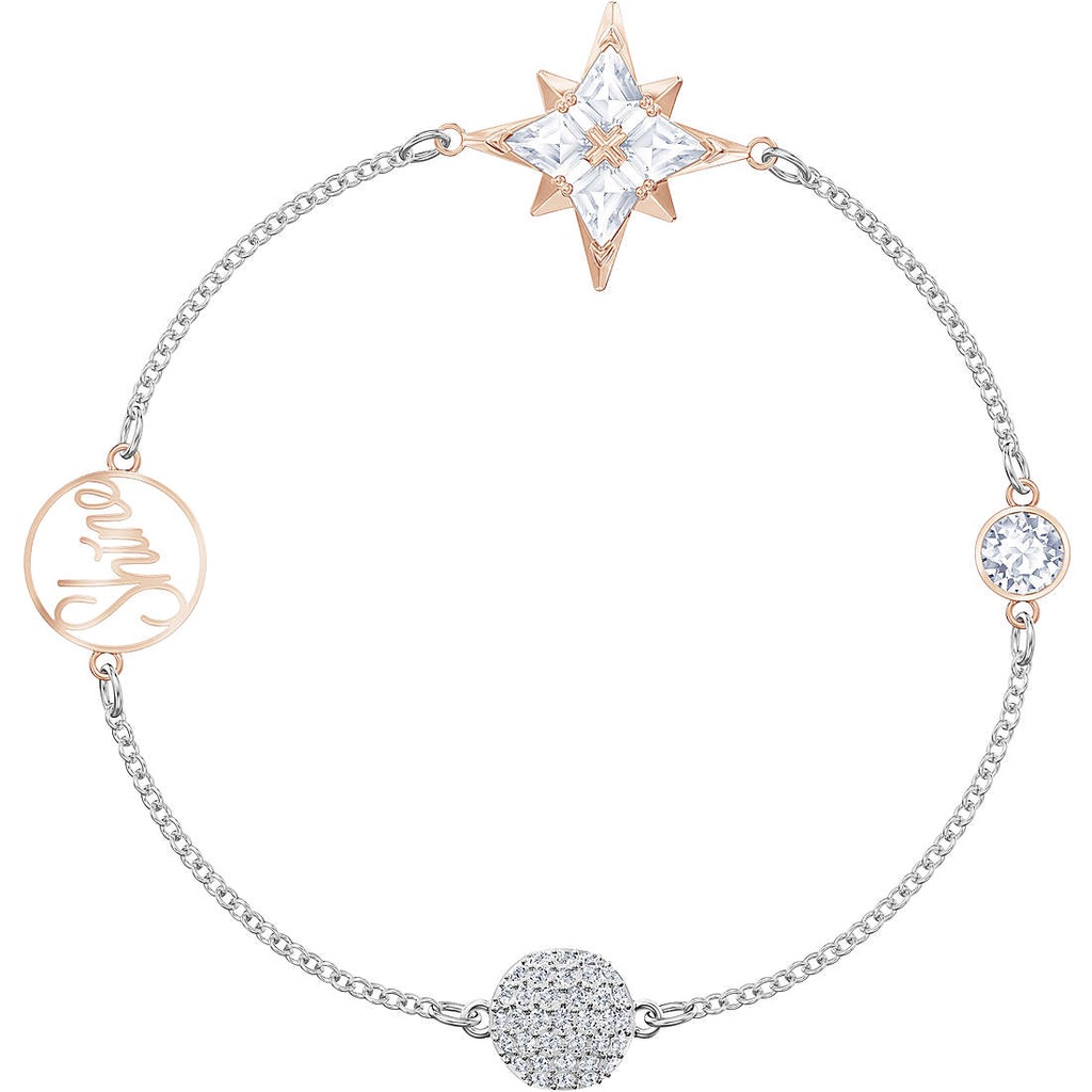 Brazalete bicolor estrella cristal y dije Shine