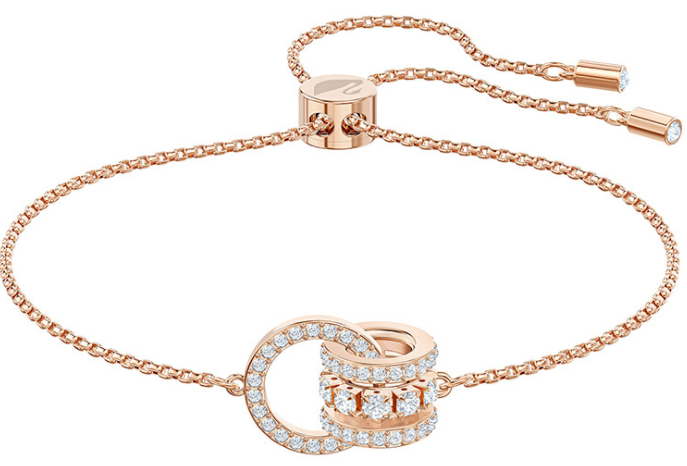 Brazalete Swarovski Aros Dobles Oro Rosa