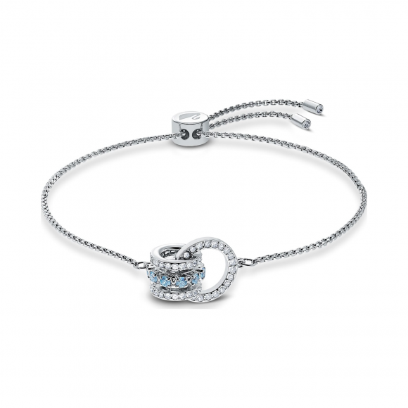 Brazalete Swarovski Aros Dobles Cristal Azul