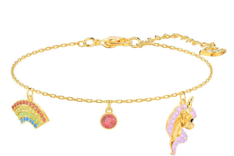 Brazalete Swarovski Dijes Arcoíris y Unicornio