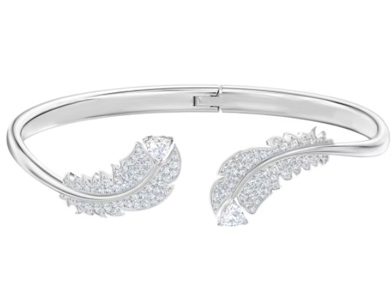 Brazalete Swarovski Plumas Abiertas Rodio