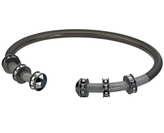 Brazalete manchette Swarovski gunmetal cristal negro