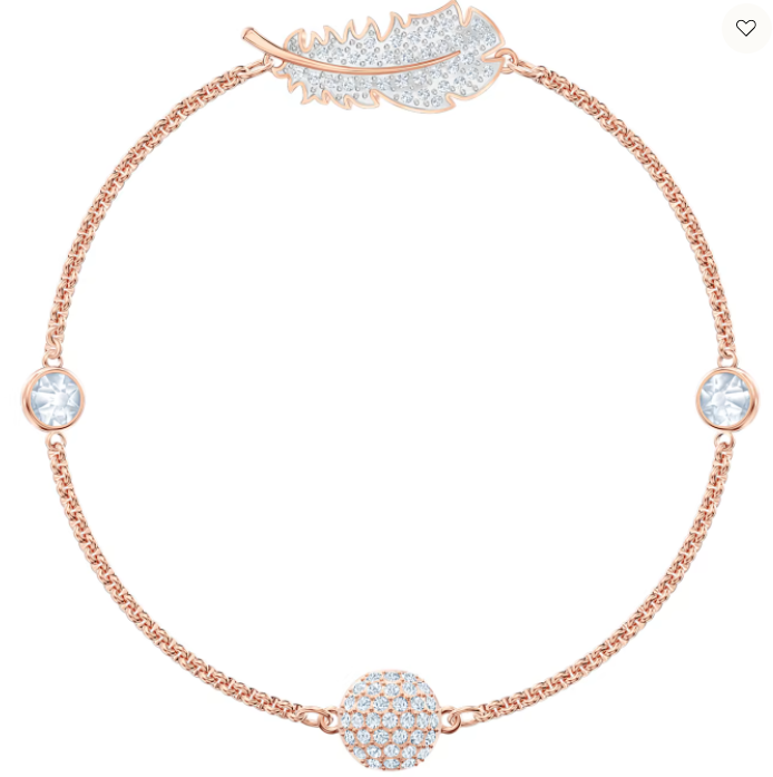Brazalete Swarovski pluma pavé blanco oro rosa