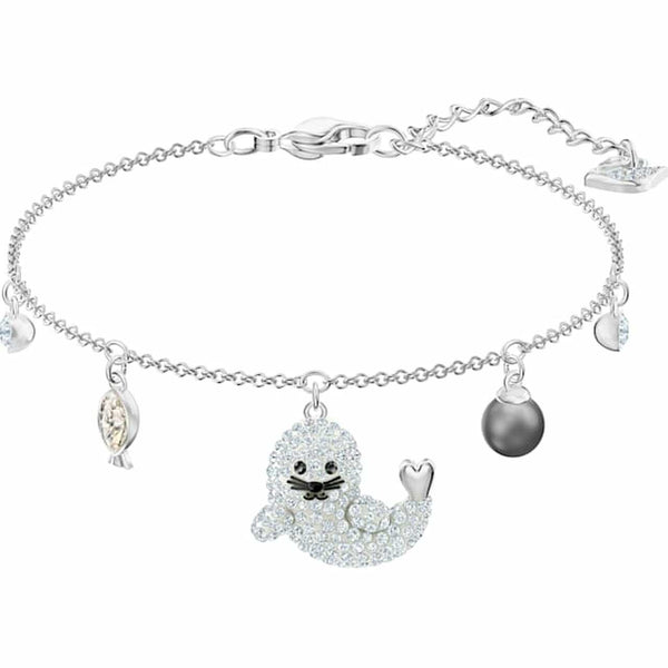 Brazalete Swarovski foca pavé blanco con dijes