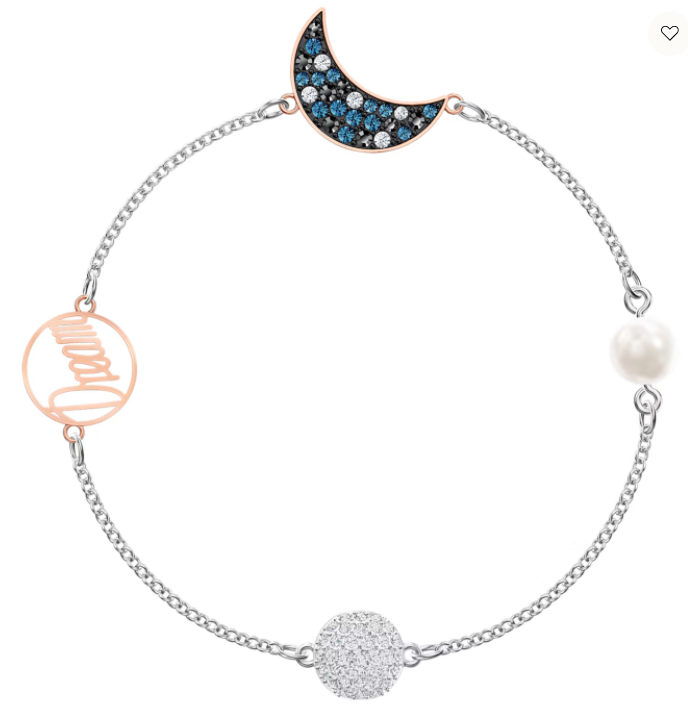 Brazalete Swarovski luna pavé azul y dije Dream