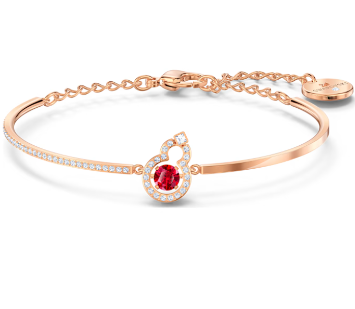 Brazalete Swarovski cristal rojo redondo oro rosa