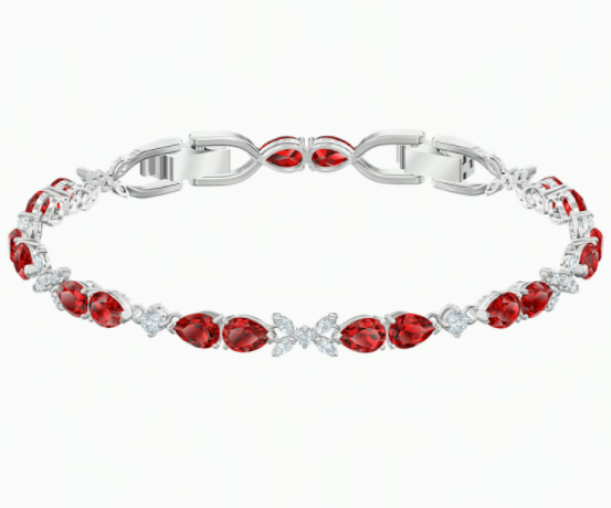 Brazalete Swarovski tenis cristales rojos talla pera