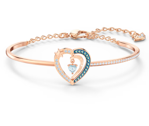 Brazalete Corazón Bicolor Azul Oro Rosa