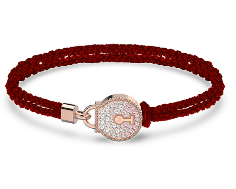 Brazalete Cordón Rojo con Candado Pavé