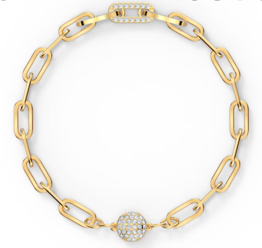 Brazalete Swarovski eslabones dorados broche rectangular pavé
