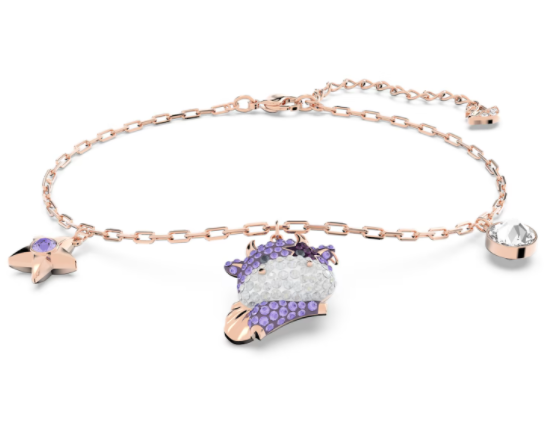 Brazalete Swarovski oro rosa dijes erizo estrella de mar y corazón
