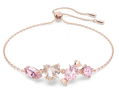 Brazalete Swarovski Matrix Cristales Rosados Talla Mixta