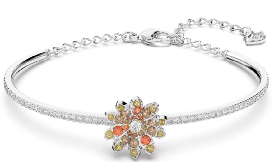 Brazalete rígido flor multicolor tonos cálidos