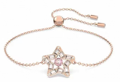 Brazalete oro rosa estrella cristal rosa central