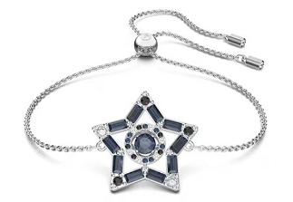 Brazalete plateado estrella cristales azules mixtos