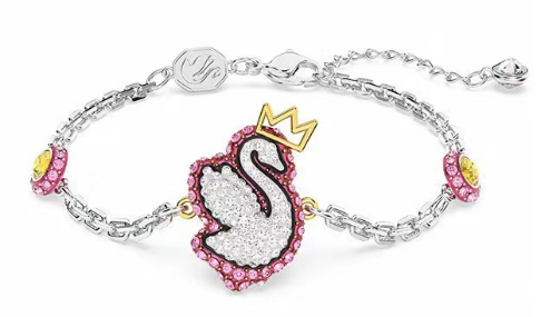 Brazalete Swan cisne cristal blanco borde rosa