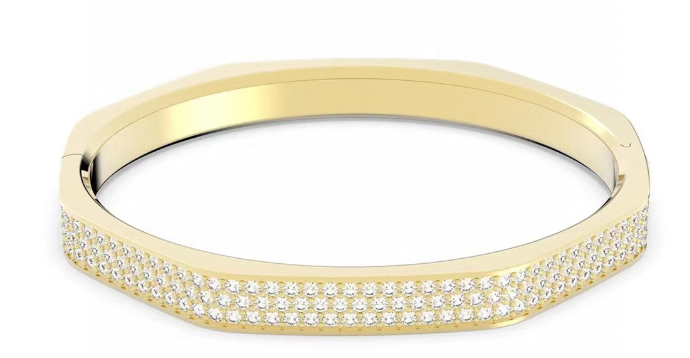 [A226-1] Brazalete Dextera rígido octagonal pavé dorado