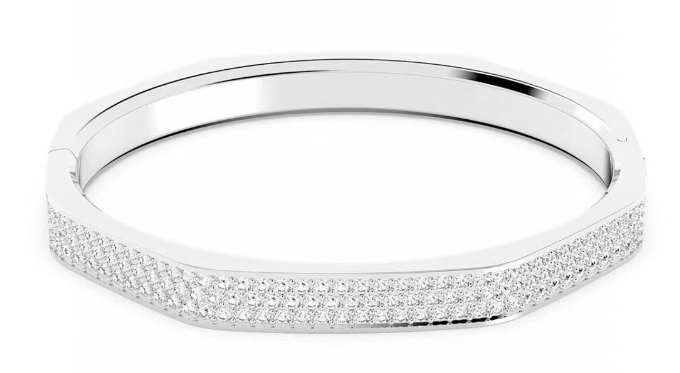 [A226-2] Brazalete Dextera rígido octagonal pavé plateado