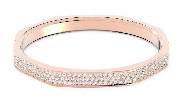 [A226-3] Brazalete Dextera rígido octagonal pavé oro rosa