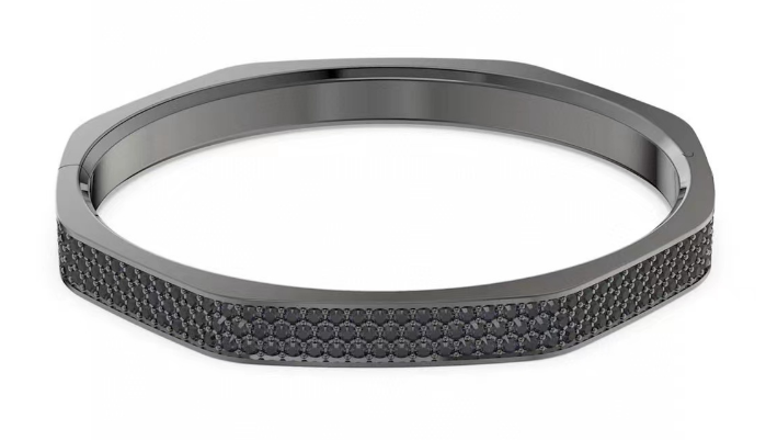 [A226-4] Brazalete Dextera rígido octagonal pavé cristal negro