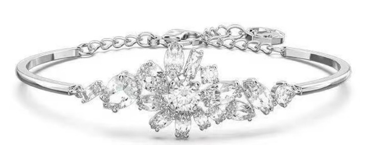 Brazalete semirrígido flor cristales blancos talla mixta