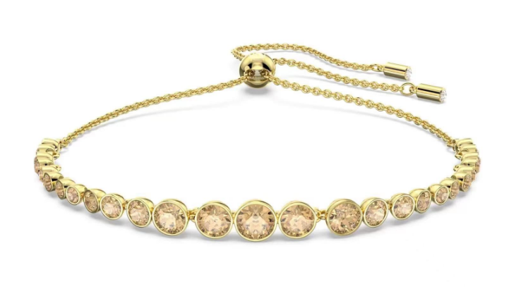 Brazalete Swarovski cristales champán tono dorado graduados