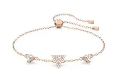 Brazalete Swarovski triángulos pavé tono oro rosa