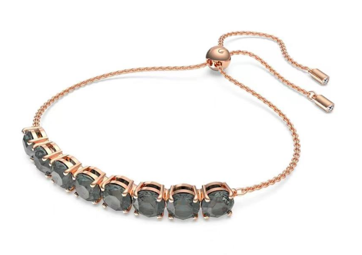 [A238-1] Brazalete Swarovski Millenia cristales grises tono oro rosa